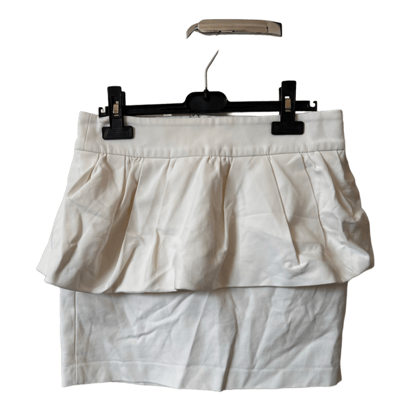 White ruffled mini skirt