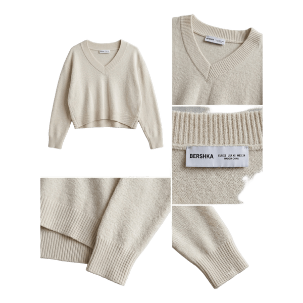 Bershka cream V-neck sweater