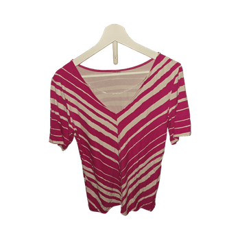 Vaaleanpunainen raidallinen t-paita