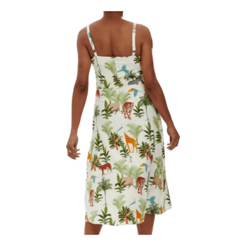 Sugarhill Brighton jungle midi dress UK10 EU38 tropical safari summer viscose pockets
