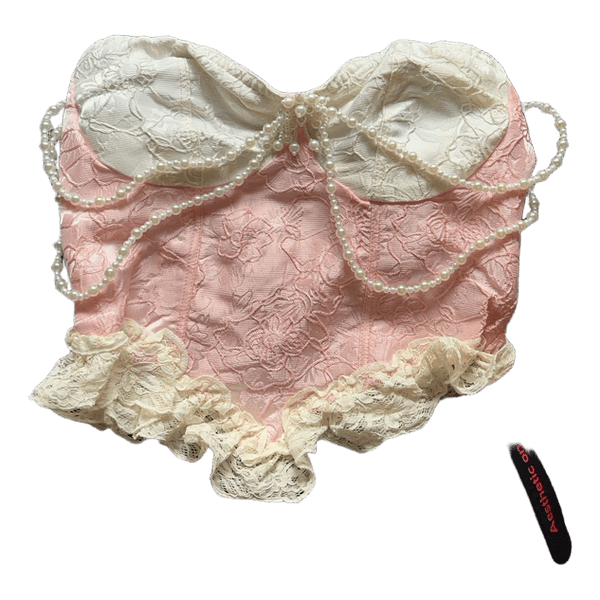 Lyserød og hvid blonde-top