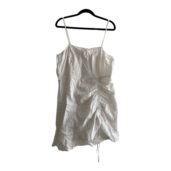 White eyelet mini dress