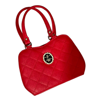 Red quilted handbag