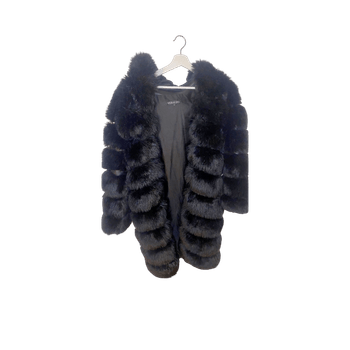 Black faux fur coat