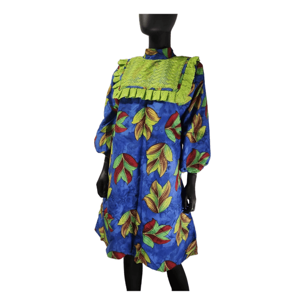 Blue leaf print dress