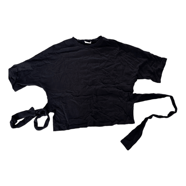 Sort t-shirt med bindebånd