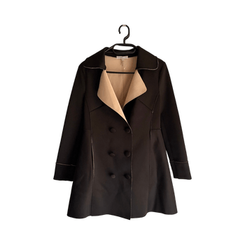 Black flared double-breasted coat