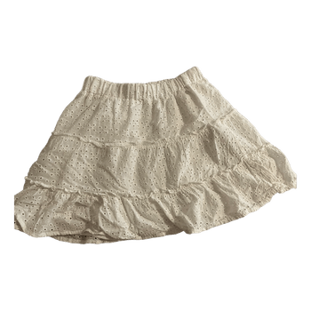 White eyelet mini skirt