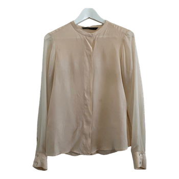 Beige pitkähihainen pusero, pyöreä kaulus, läpikuultava, Zara Woman, koko M