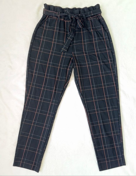 Reserved Paperbag Check Trousers High Waist Office Smart Casual EUR 40