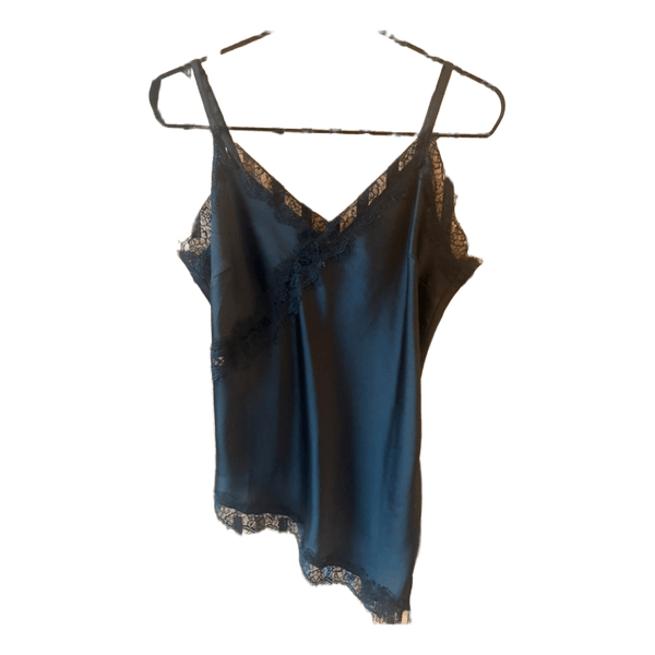 Sort silk top med blonder