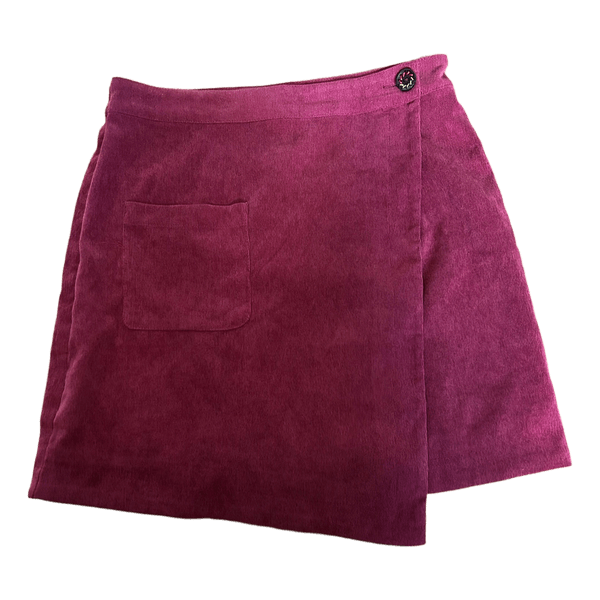 Corduroy wrap mini skirt