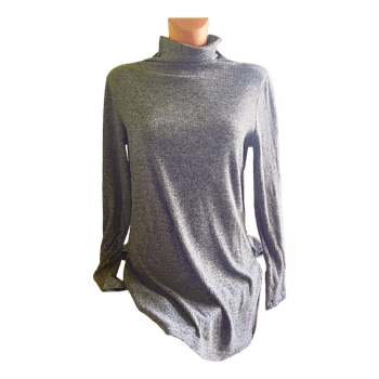 Grey ribbed turtleneck top