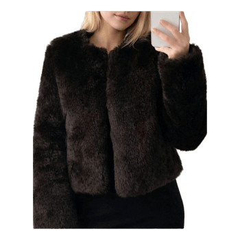 Black faux fur jacket