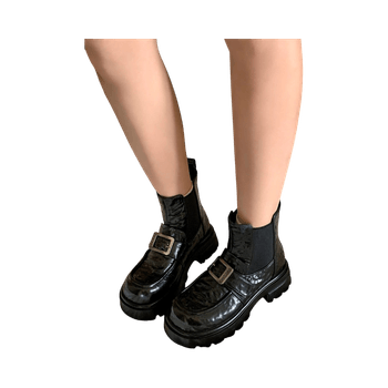 Chio2nd Genuine Leather Short Boots – Black