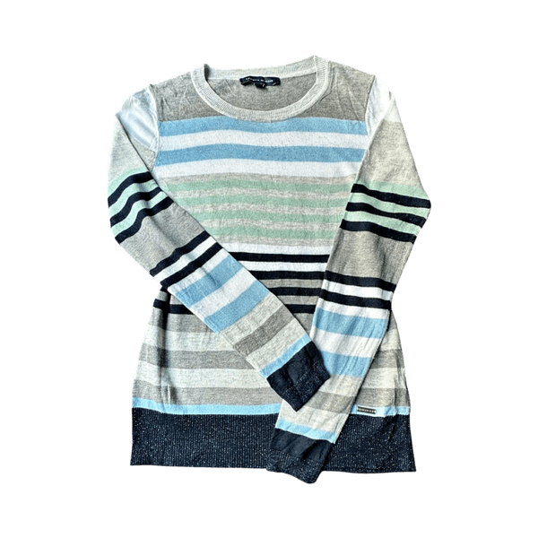 Tommy Hilfiger Striped Knit Sweater - Blue/Grey/Mint - S