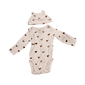 Valkoinen vauvan body ja hattu