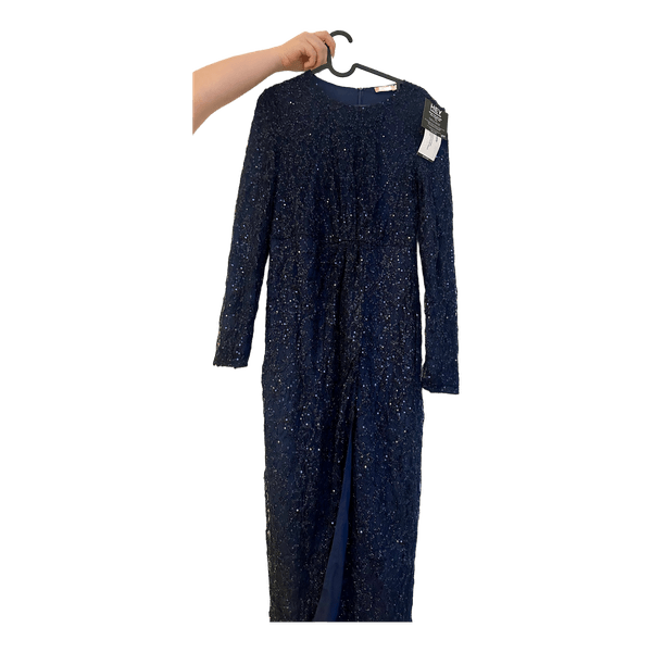 Navy sequin lace dress
