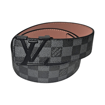 Grey checkered leather belt