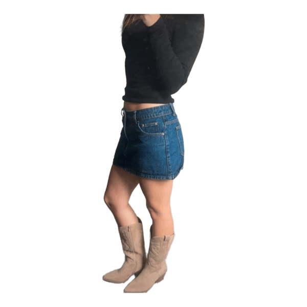 Blue denim mini skirt