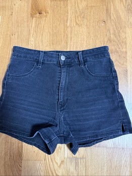 Black denim shorts