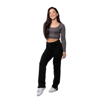 Black straight leg jeans
