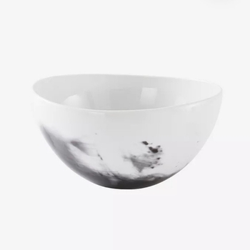 Porcelain salad bowl, white & black
