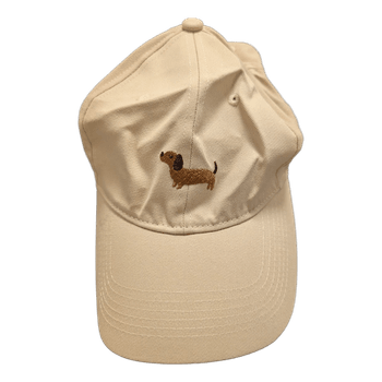 Beige dog embroidery cap