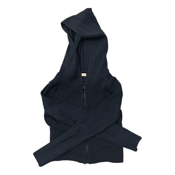 Navy ribbed zip hoodie