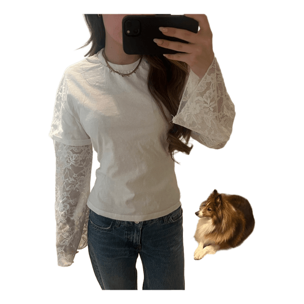 Shein hvid langærmet top