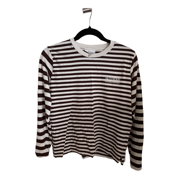 Ganni stribet langærmet t-shirt