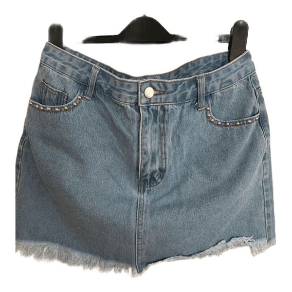 Blue denim mini skirt