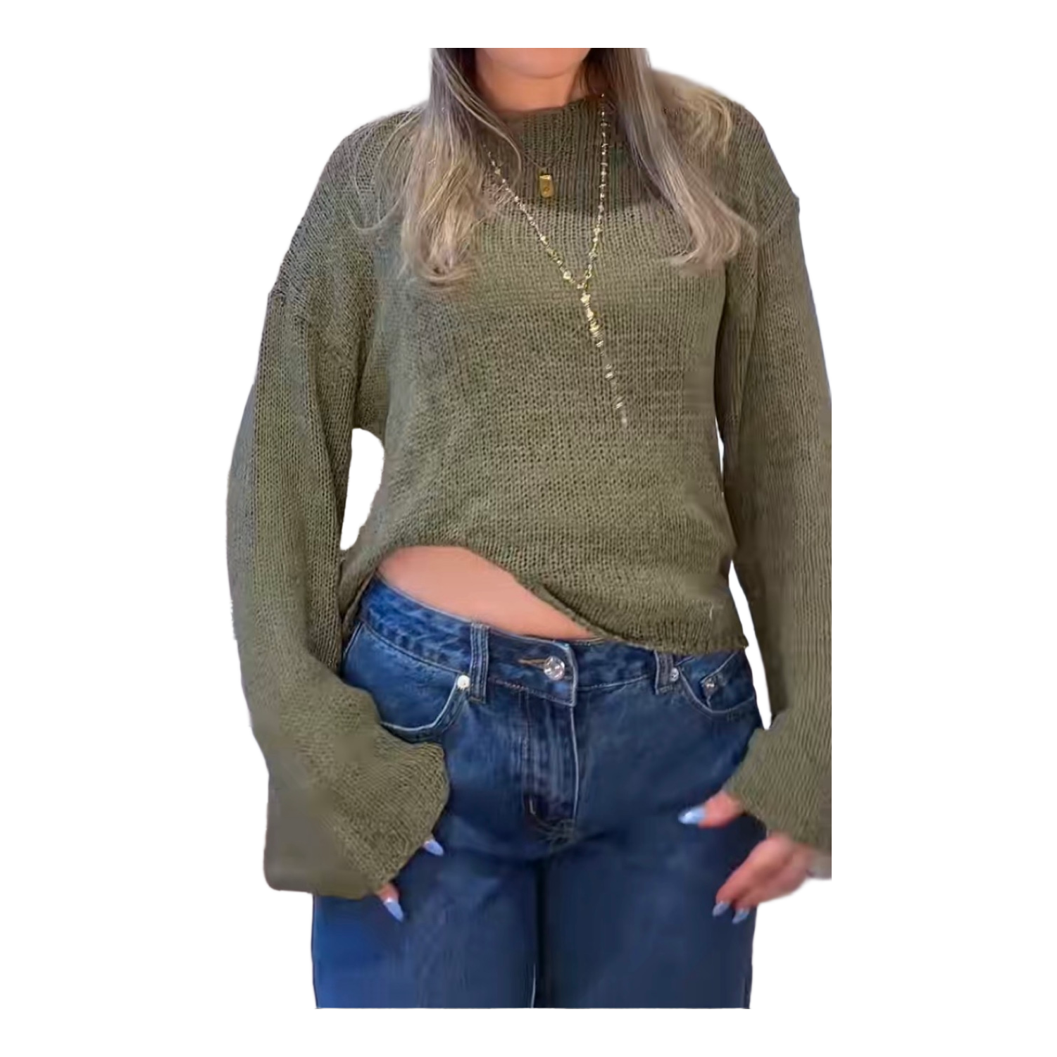Green knit sweater