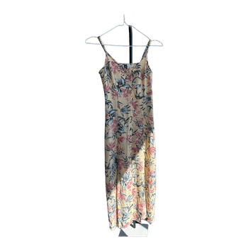 Yellow floral midi dress