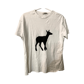 White graphic t-shirt with deer print