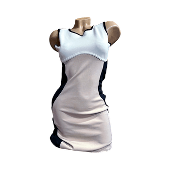 Beige black sleeveless dress