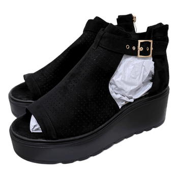 Black wedge sandals