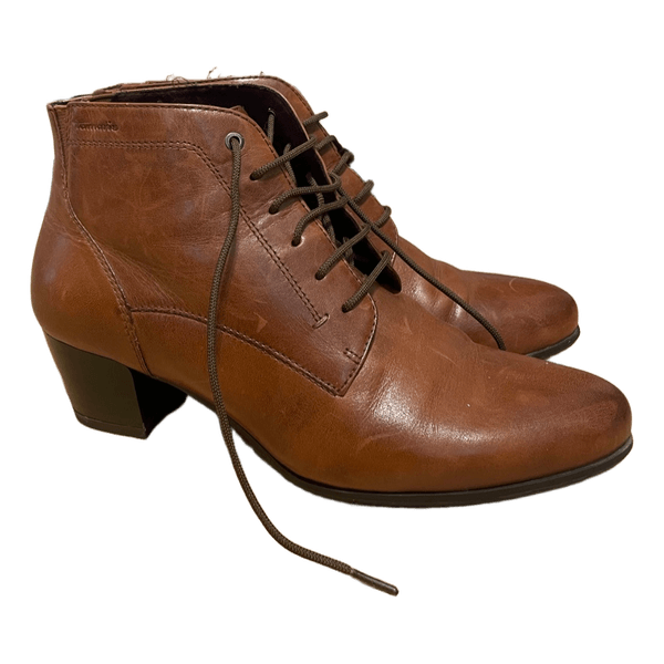 Brown leather ankle boots