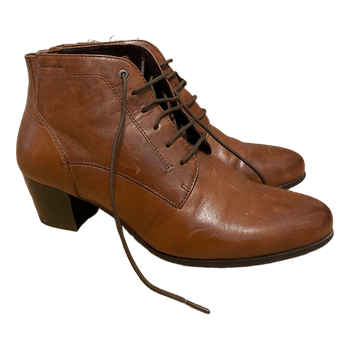 Brown leather ankle boots