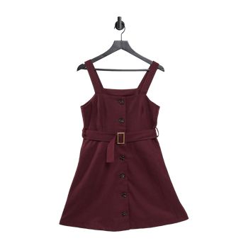 Burgundy skater dress with buckle