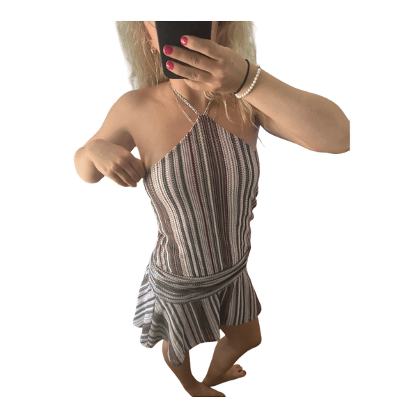 Striped halterneck mini dress
