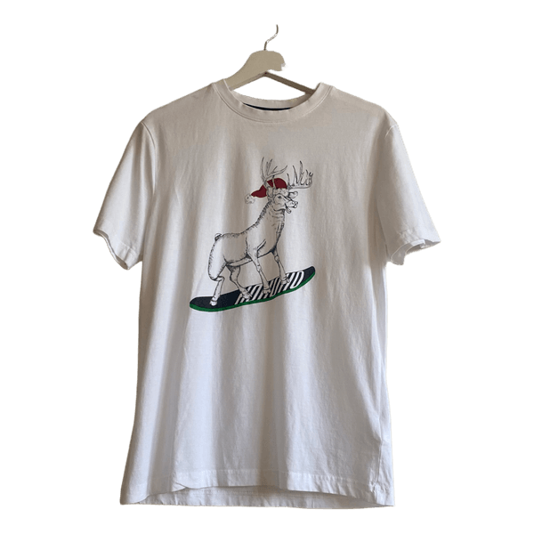 Jules White Christmas T Shirt Snowboarding Reindeer Graphic Size S 100% Cotton