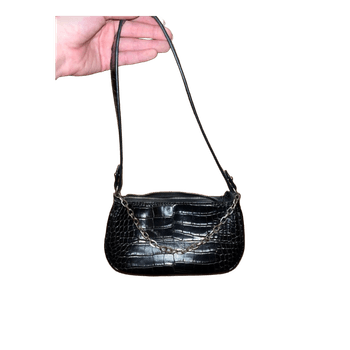 Black crocodile effect handbag