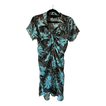 Blue floral shirt dress M