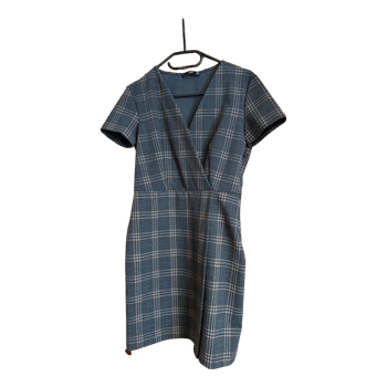Grey plaid wrap dress