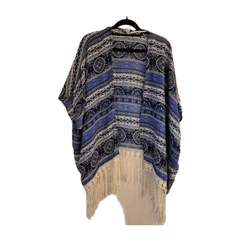 Sinivalkoinen kuviollinen kimono