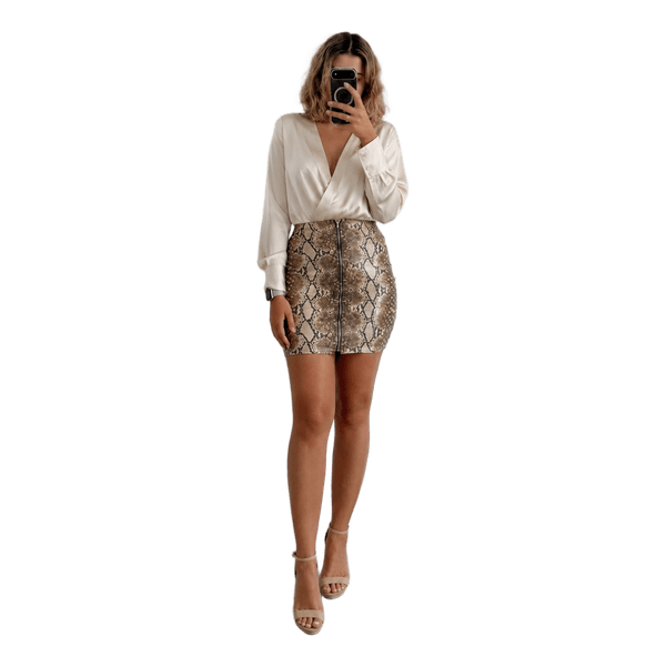 Fake Leather snake mini skirt