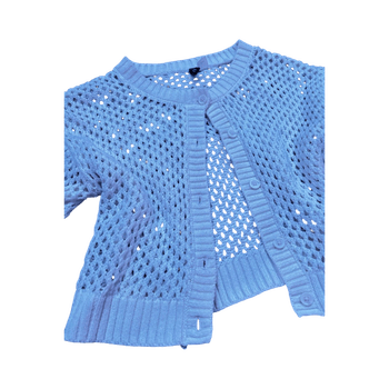 Open knit button cardigan