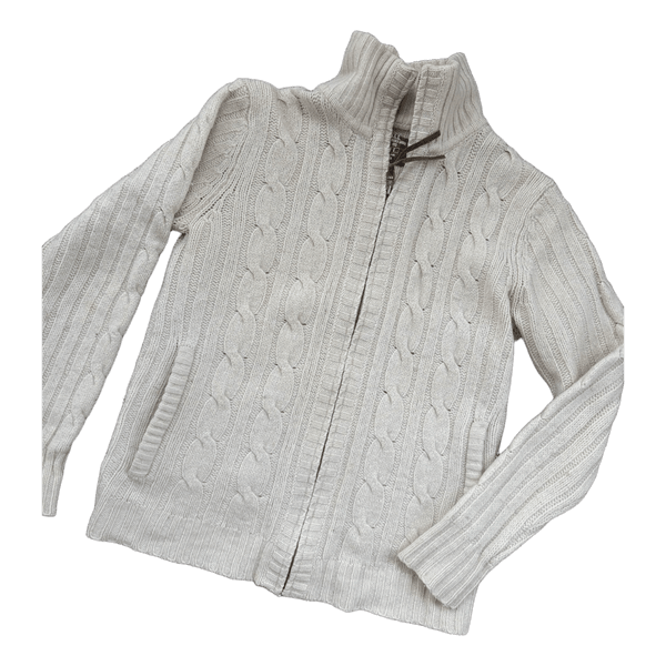Beige cable knit cardigan