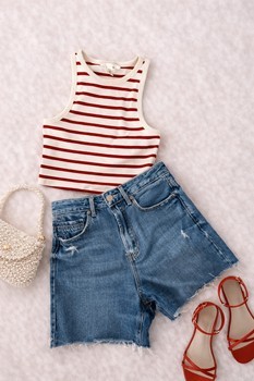 Blue denim shorts
